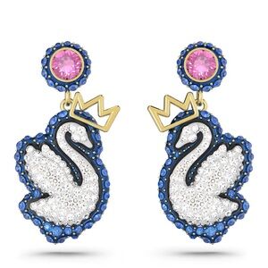Swarovski Swan Earrings with Crown Accents ~ NIB